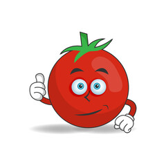 Tomato mascot character with thumbs up bring. vector illustration