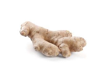 Whole fresh ginger root isolated on white