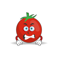 Tomato mascot character with angry expression. vector illustration