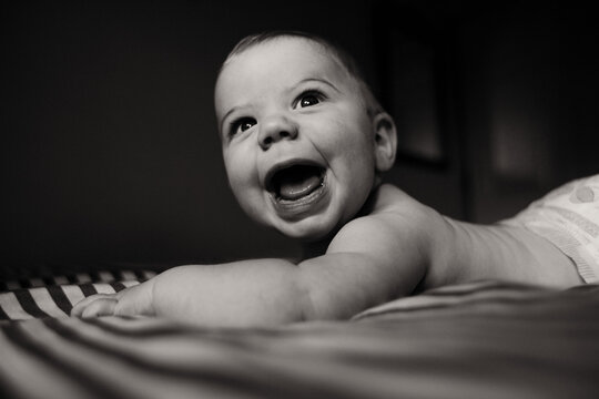 Baby Wide Smile And Stripes.