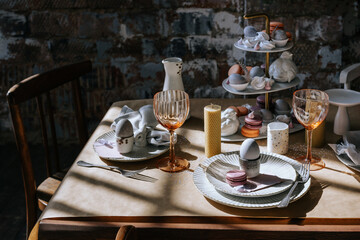Easter decorated dessert table.