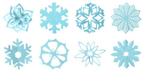 Set of beautiful paper snowflakes on white background. Banner design
