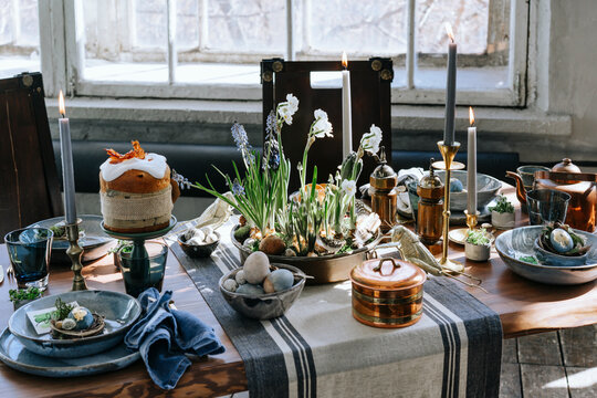 Easter decorated table.