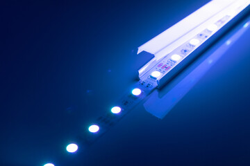 led strip blue light in aluminum channel diffuser