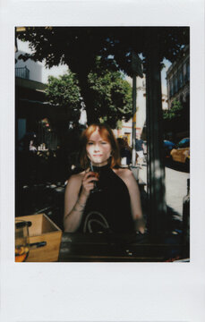 Cute Redhead Woman Enjoying the Drink