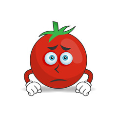 Tomato mascot character with sad expression. vector illustration