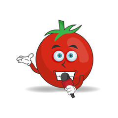 The Tomato mascot character becomes a host. vector illustration
