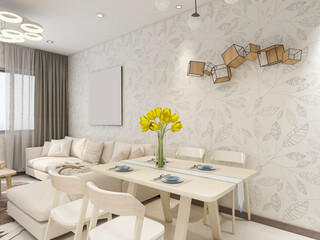 warm dining room area design, wooden table and chair