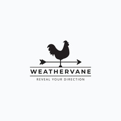 Vector of vintage rooster weathervane logo illustration design - obrazy, fototapety, plakaty