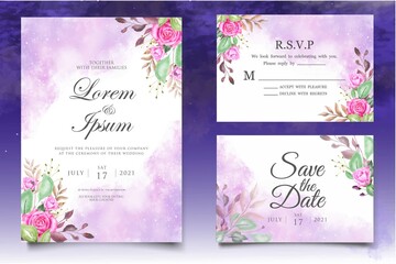 Elegant hand drawing wedding invitation floral design