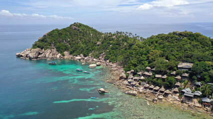 Aerial drone view of Ko Tao Island in the Gulf of Thailand