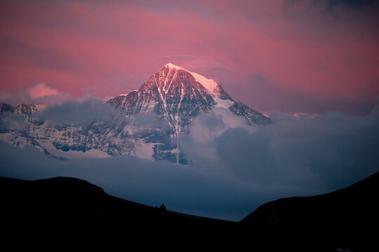 Monch mountain in the Swiss alps in sunset light