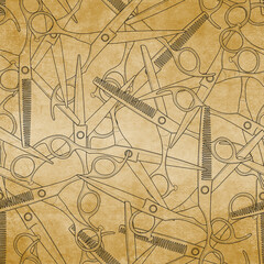Obraz premium seamless barber tools pattern illustration