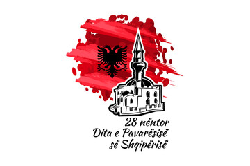 Translation: November 28, Independence Day of Albania. vector illustration. Suitable for greeting card, poster and banner