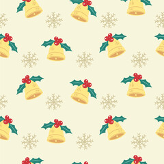 Christmas bell repeating seamless pattern