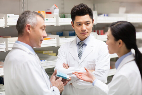 Pharmacists in pharmacy of hospital