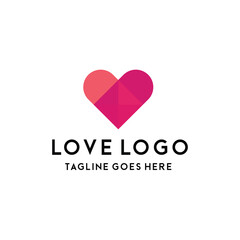 Colorful Pixel Love Logo design Vector