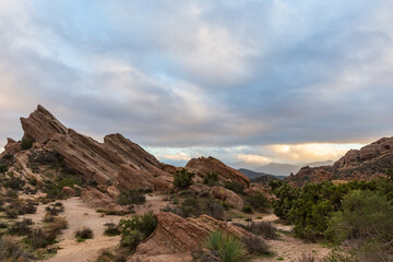 Fototapeta na wymiar desert sunset at Vasquez Rocks, California