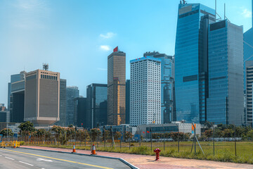 Modern office building close up in Hong Kong