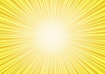 Fototapeta premium 黄色い線が中心に集まる集中線の背景イラスト