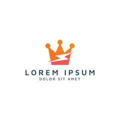 crown and lightning negative space logo design