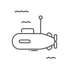 Submarine concept icon, linear isolated illustration, thin line vector, web design sign, outline concept symbol with editable stroke on white background.