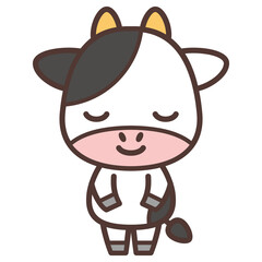 お辞儀をする牛のキャラクター-Cow character bowing