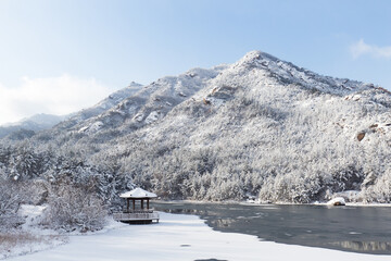 snow covered mountains