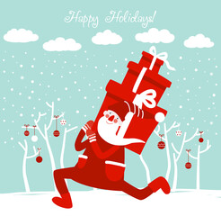 Funny Santa Claus with presents