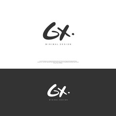 GX Initial handwriting or handwritten logo for identity. Logo with signature and hand drawn style.