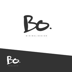 BO Initial handwriting or handwritten logo for identity. Logo with signature and hand drawn style.
