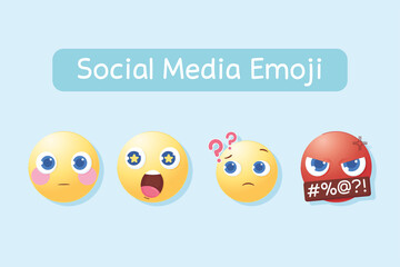 social media emoji icons reactions for chat and messaging