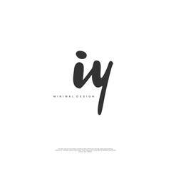 IY Initial handwriting or handwritten logo for identity. Logo with signature and hand drawn style.