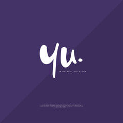 YU Initial handwriting or handwritten logo for identity. Logo with signature and hand drawn style.