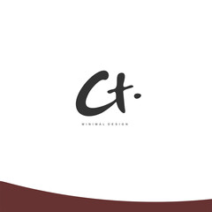 CT Initial handwriting or handwritten logo for identity. Logo with signature and hand drawn style.