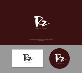 RZ Initial handwriting or handwritten logo for identity. Logo with signature and hand drawn style.
