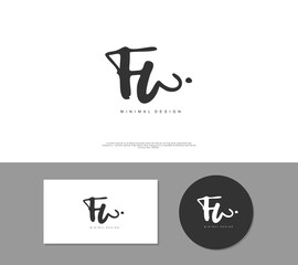 FW Initial handwriting or handwritten logo for identity. Logo with signature and hand drawn style.