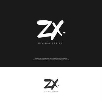 ZX Initial handwriting or handwritten logo for identity. Logo with signature and hand drawn style.