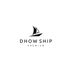 Fototapeta premium Silhouette of Dhow Ship Logo Design, Traditional Sailboat from Asia and Africa