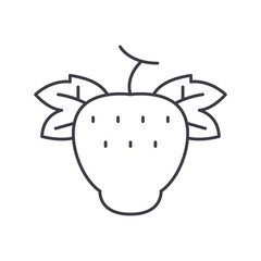 Obraz premium Strawberry icon, linear isolated illustration, thin line vector, web design sign, outline concept symbol with editable stroke on white background.