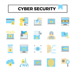 Cyber security icon set.