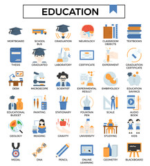 Education and study icon set.