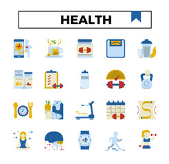 Health and exercise icon set.