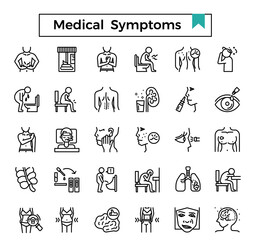 Medical symptom icon set.