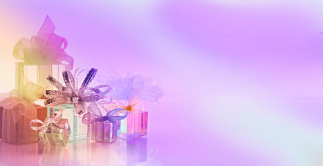 horizontal background gifts colors  bows ribbon holiday celebration purple