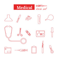 medical equipment icon set.