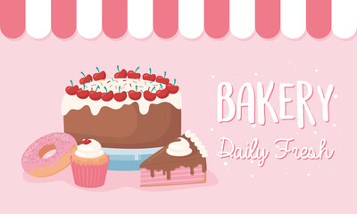 bakery daily fresh cake donut and cupcake banner