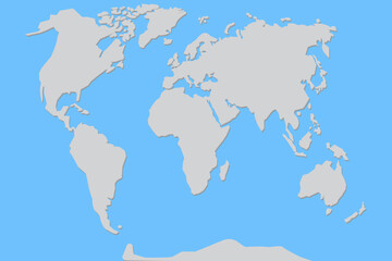 Illustration with gray world map blue. World map political. Vector illustration flat design. Stock image. EPS 10.
