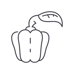 Red pepper icon, linear isolated illustration, thin line vector, web design sign, outline concept symbol with editable stroke on white background.