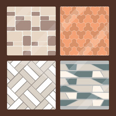 set of seamless pavement texture tiles and brick architecture